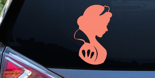 Snow White Princess Car or Truck Window Decal Sticker (Coral)