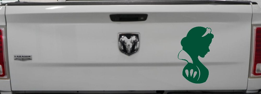 Snow White Princess Car or Truck Window Decal Sticker (Dark Green)