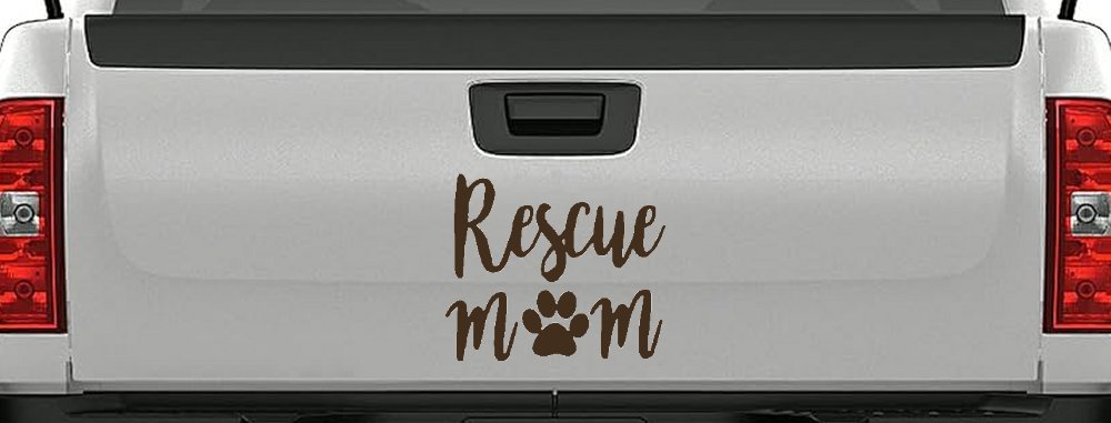 Animal Shelter Rescue Mom With Cat or Dog Paw Car or Truck Window Decal Sticker (Brown)