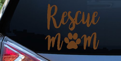 Animal Shelter Rescue Mom With Cat or Dog Paw Car or Truck Window Decal Sticker (Copper)