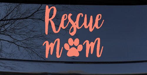 Animal Shelter Rescue Mom With Cat or Dog Paw Car or Truck Window Decal Sticker (Coral)