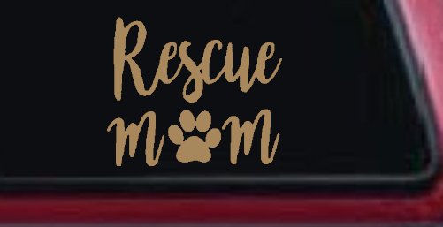 Animal Shelter Rescue Mom With Cat or Dog Paw Car or Truck Window Decal Sticker (Light Brown)