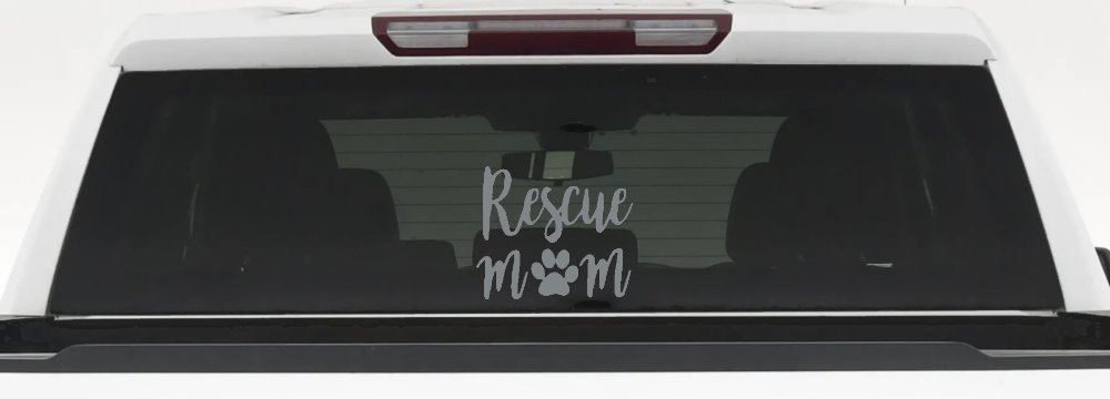 Animal Shelter Rescue Mom With Cat or Dog Paw Car or Truck Window Vinyl Decal Sticker (Telegrey)