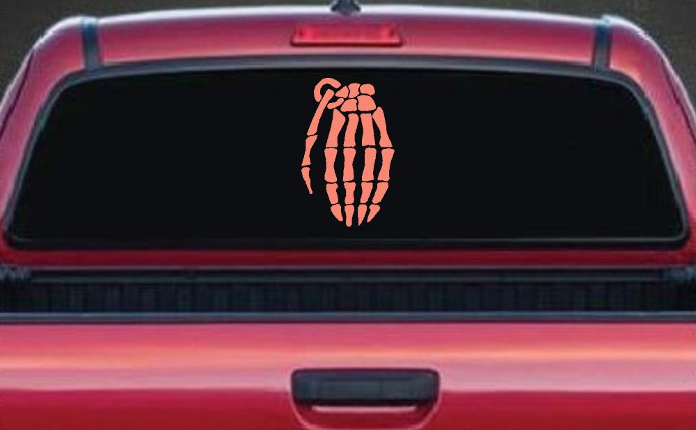 Skeleton Hand Grenade Skulls Car or Truck Window Decal Sticker