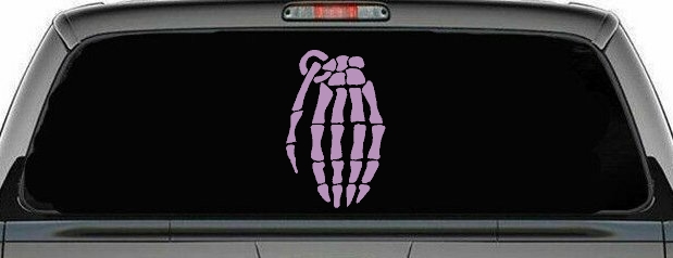 Skeleton Hand Grenade Skulls Car or Truck Window Decal Sticker