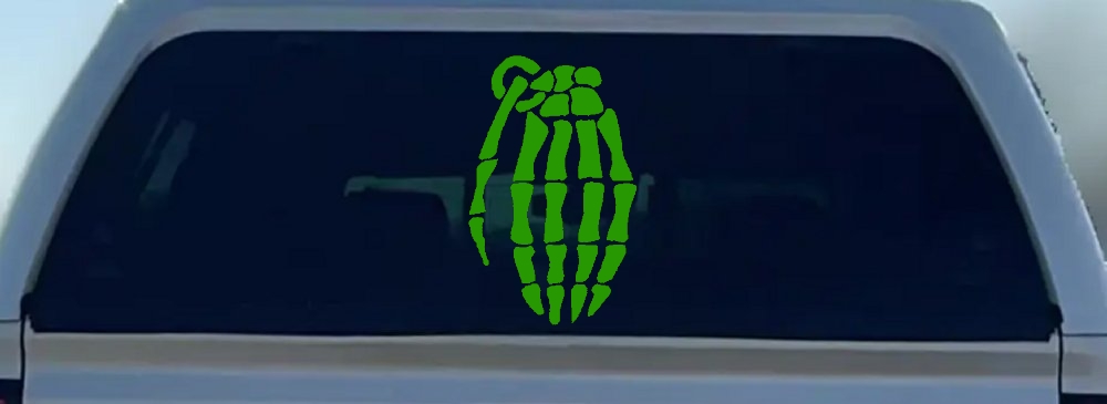 Skeleton Hand Grenade Skulls Car or Truck Window Decal Sticker