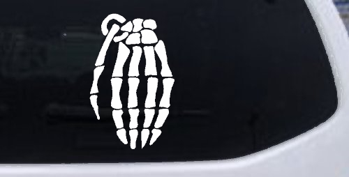 Skeleton Hand Grenade Skulls Car or Truck Window Decal Sticker