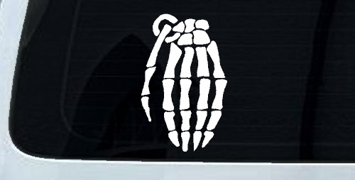 Skeleton Hand Grenade Skulls Car or Truck Window Decal Sticker