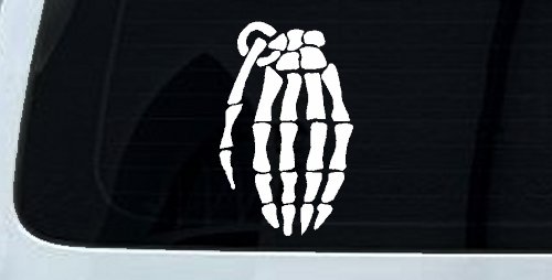 Skeleton Hand Grenade Skulls Car or Truck Window Decal Sticker