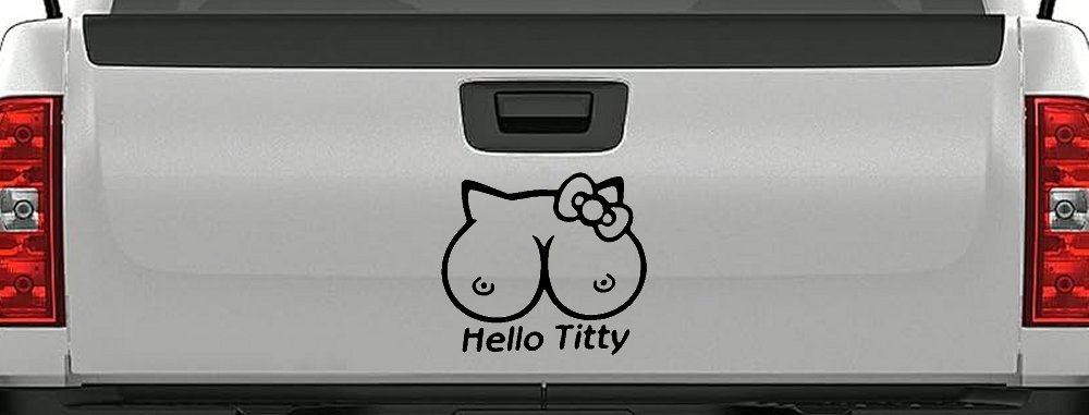Funny Hello Kitty Titty Car or Truck Window Decal Sticker