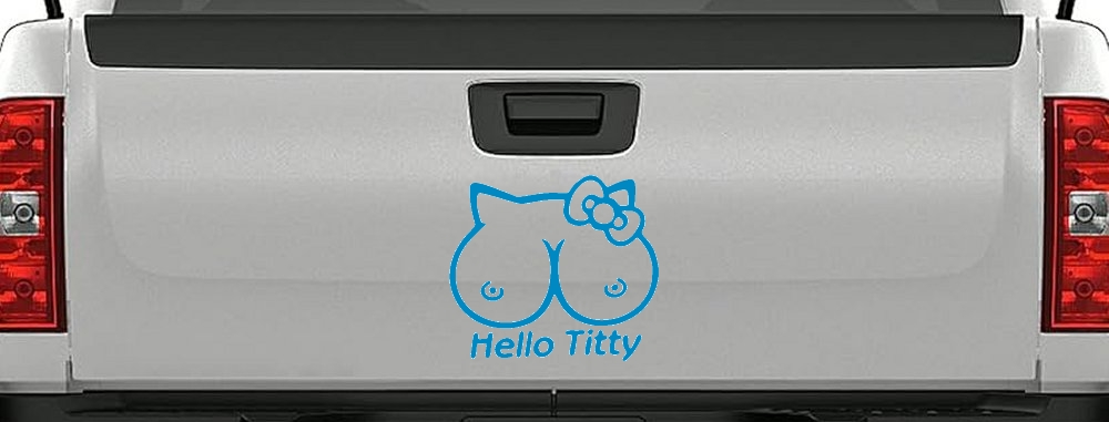 Funny Hello Kitty Titty Car or Truck Window Decal Sticker