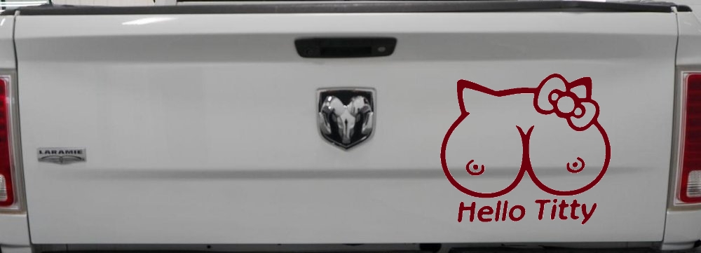 Funny Hello Kitty Titty Car or Truck Window Decal Sticker