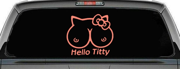 Funny Hello Kitty Titty Car or Truck Window Decal Sticker