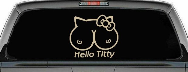 Funny Hello Kitty Titty Car or Truck Window Decal Sticker