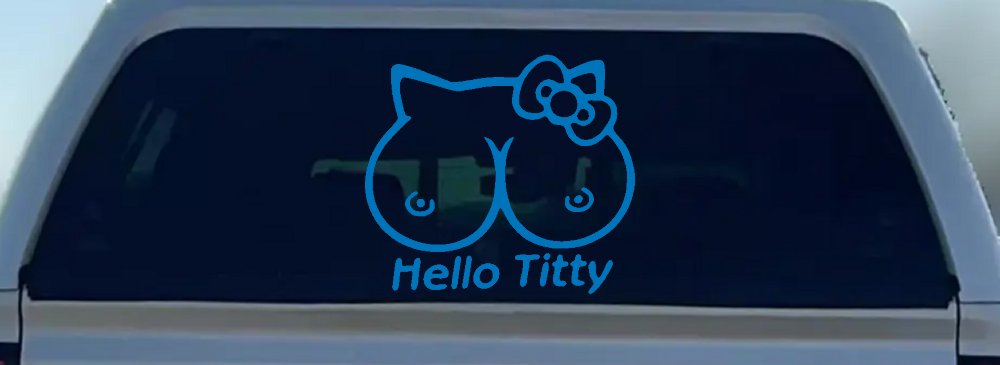 Funny Hello Kitty Titty Car or Truck Window Decal Sticker