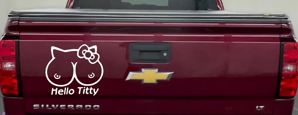 Funny Hello Kitty Titty Car or Truck Window Decal Sticker