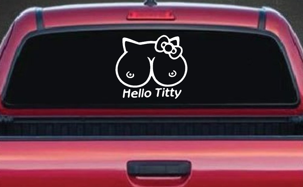 Funny Hello Kitty Titty Car or Truck Window Decal Sticker