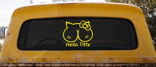 Funny Hello Kitty Titty Car or Truck Window Decal Sticker