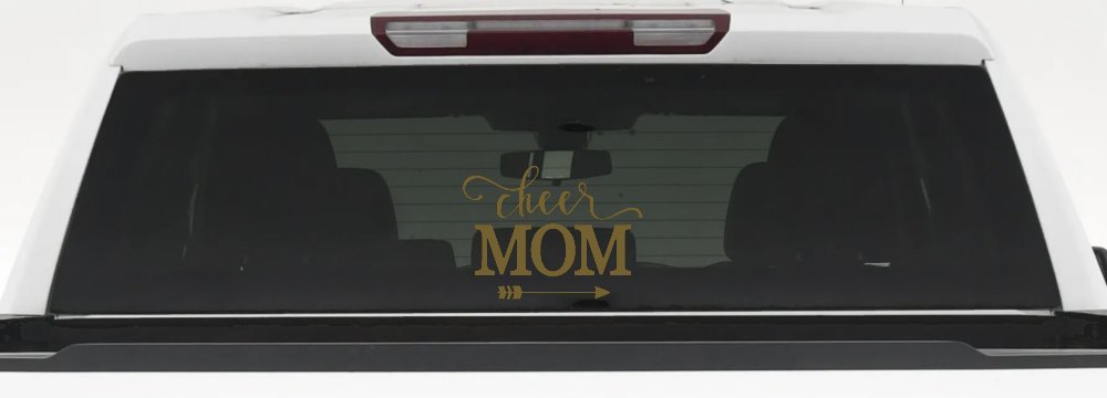Cheer Mom Arrow Car or Truck Window Vinyl Decal Sticker (Gold)