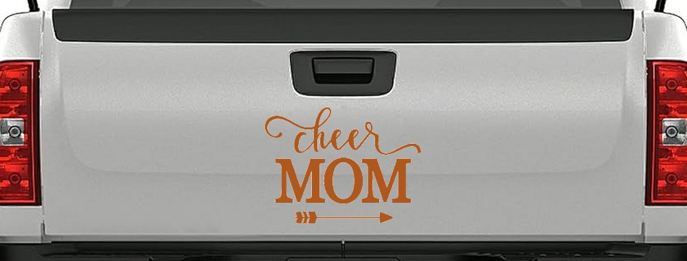 Cheer Mom Arrow Car or Truck Window Decal Sticker (Nut Brown)