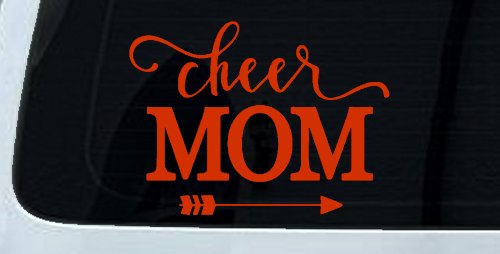 Cheer Mom Arrow Car or Truck Window Decal Sticker (Orange Red)