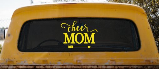 Cheer Mom Arrow Car or Truck Window Decal Sticker (Yellow)