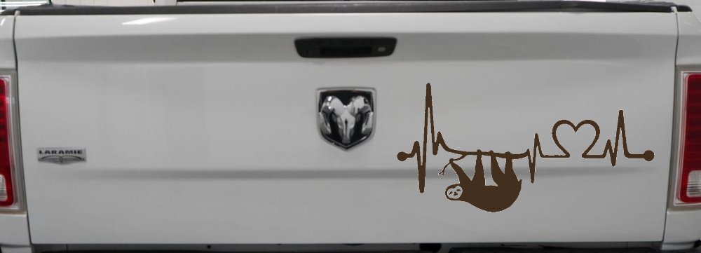 Sloth Heartbeat Lifeline Heart Love Car or Truck Window Decal Sticker (Brown)