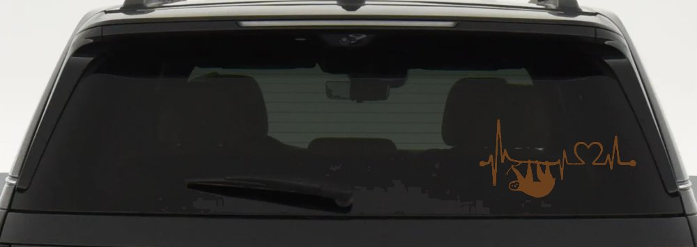 Sloth Heartbeat Lifeline Heart Love Car or Truck Window Decal Sticker (Copper)