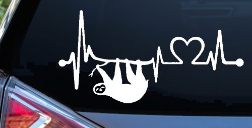 Sloth Heartbeat Lifeline Heart Love Car or Truck Window Decal Sticker