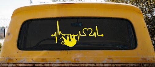 Sloth Heartbeat Lifeline Heart Love Car or Truck Window Decal Sticker
