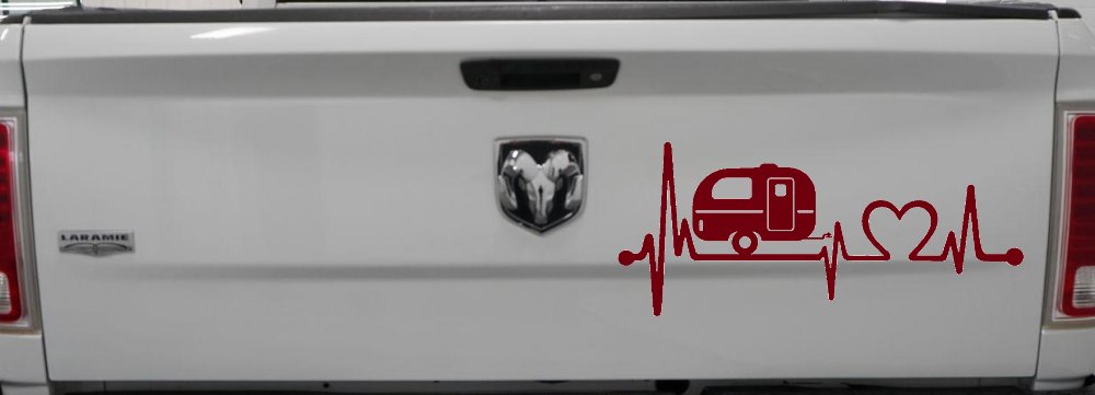 Camper Camping Travel Trailer Love Heartbeat Lifeline Car or Truck Window Decal Sticker