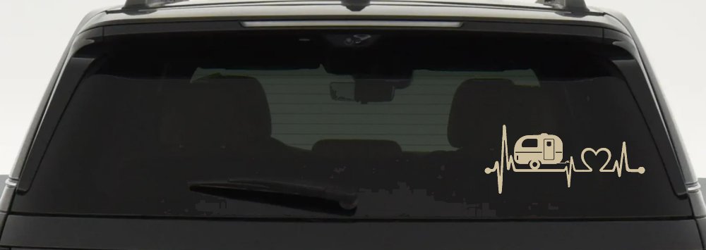 Camper Camping Travel Trailer Love Heartbeat Lifeline Car or Truck Window Decal Sticker
