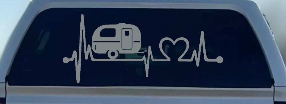 Camper Camping Travel Trailer Love Heartbeat Lifeline Car or Truck Window Decal Sticker
