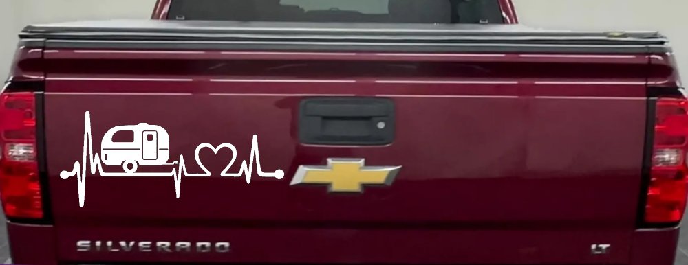 Camper Camping Travel Trailer Love Heartbeat Lifeline Car or Truck Window Decal Sticker