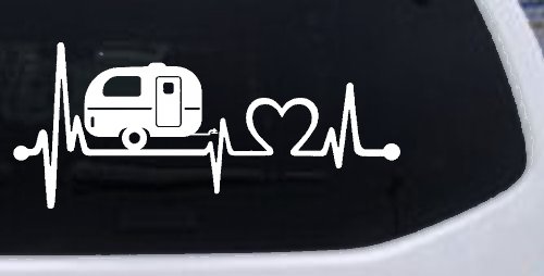 Camper Camping Travel Trailer Love Heartbeat Lifeline Car or Truck Window Decal Sticker