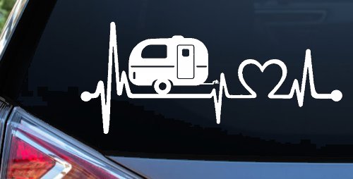 Camper Camping Travel Trailer Love Heartbeat Lifeline Car or Truck Window Decal Sticker