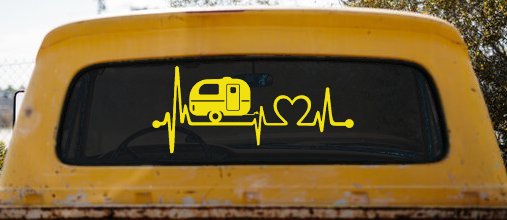 Camper Camping Travel Trailer Love Heartbeat Lifeline Car or Truck Window Decal Sticker