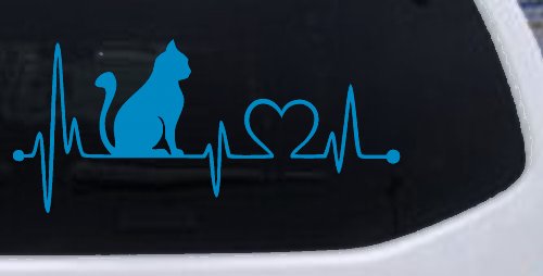 Cat Heartbeat Lifeline Heart Love Car or Truck Window Decal Sticker