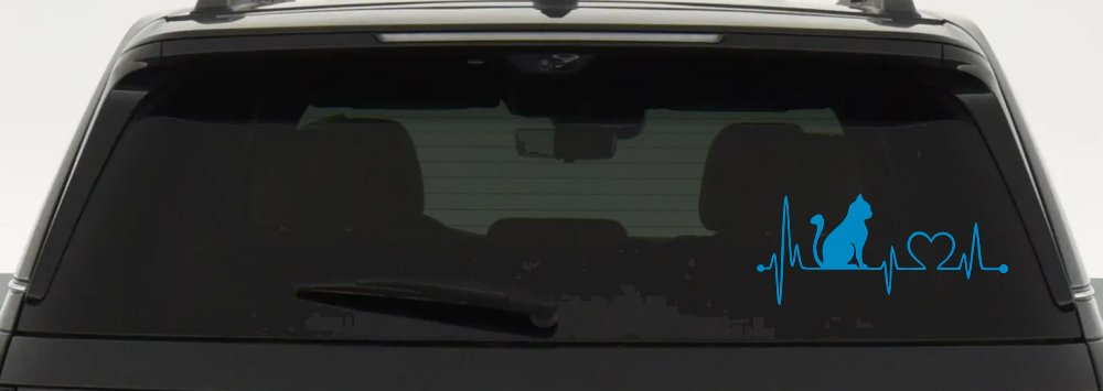Cat Heartbeat Lifeline Heart Love Car or Truck Window Decal Sticker