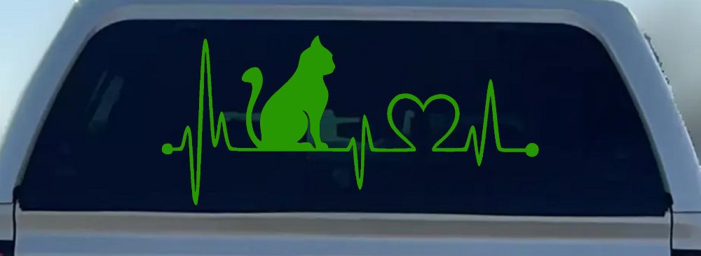 Cat Heartbeat Lifeline Heart Love Car or Truck Window Decal Sticker
