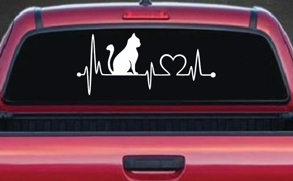 Cat Heartbeat Lifeline Heart Love Car or Truck Window Decal Sticker
