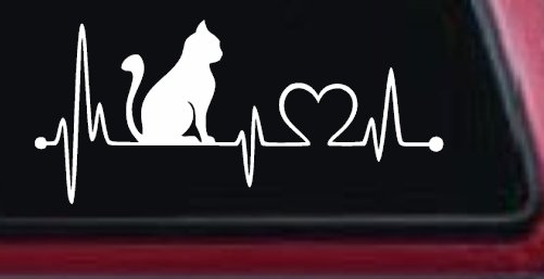 Cat Heartbeat Lifeline Heart Love Car or Truck Window Decal Sticker
