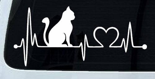 Cat Heartbeat Lifeline Heart Love Car or Truck Window Decal Sticker