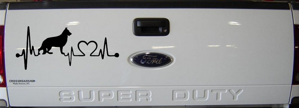 German Shepherd Love Dog Heart Heartbeat Monitor Car or Truck Window Vinyl Decal Sticker (Black)