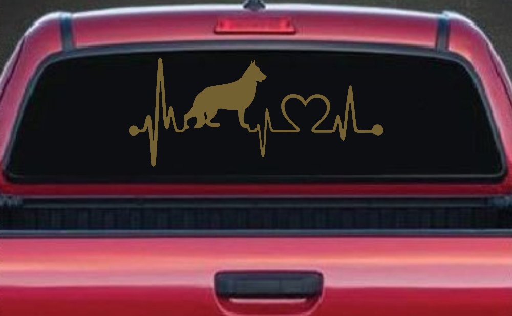 German Shepherd Love Dog Heart Heartbeat Monitor Car or Truck Window Decal Sticker
