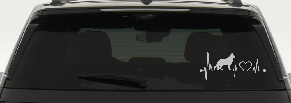 German Shepherd Love Dog Heart Heartbeat Monitor Car or Truck Window Decal Sticker (Light Gray)