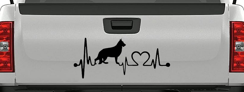 German Shepherd Love Dog Heart Heartbeat Monitor Car or Truck Window Decal Sticker