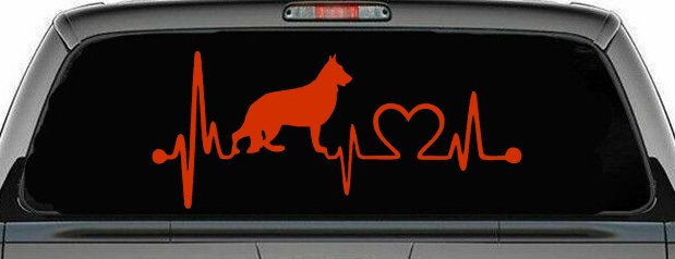 German Shepherd Love Dog Heart Heartbeat Monitor Car or Truck Window Decal Sticker