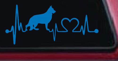 German Shepherd Love Dog Heart Heartbeat Monitor Car or Truck Window Decal Sticker