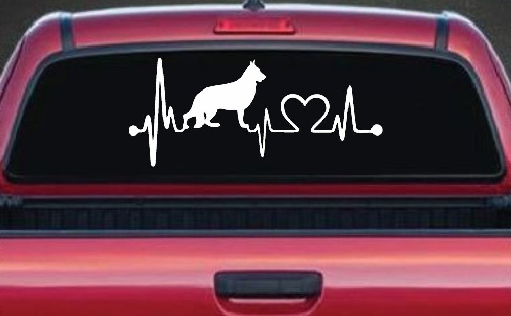 German Shepherd Love Dog Heart Heartbeat Monitor Car or Truck Window Decal Sticker